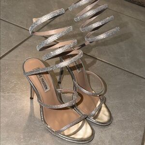 Steve Madden Metallic Silver Strappy Heels